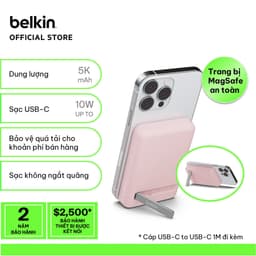 Thumbnail Pin sạc dự phòng không dây Belkin BOOSTCHARGE Magnetic 7.5W 5.000mAh có chân chống, cáp đi kèm C-C 1m - BPD004bt 2