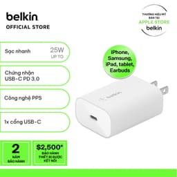 Thumbnail Củ sạc nhanh Belkin BOOST↑CHARGE™ 25W, chuẩn USB-C PD PPS, sạc nhanh an toàn cho thiết bị 1