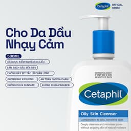 Thumbnail [LIVE] Sữa rửa mặt dịu lành cho da dầu nhạy cảm CETAPHIL OILY SKIN CLEANSER 500ML 1