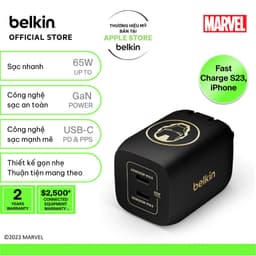 Thumbnail Sạc nhanh BOOST↑CHARGE PRO GaN Belkin 65W - 2 cổng USB-C PD 3.0 PPS phiên bản đặc biệt Ironman/Disney 1