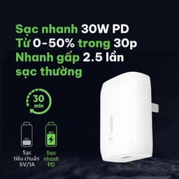 Thumbnail Sạc nhanh BOOST↑CHARGE Belkin 30W USB-C PD 3.0 PPS B7 (tương thích iPhone 15) 2