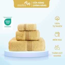 Thumbnail Bộ 3 Khăn Mollis Cotton Gồm 1 Khăn Tắm B847 và 1 Khăn Mặt FC03 và 1 Khăn Tay HM58 Cao Cấp Mềm Mịn Thấm Hút PC45 1
