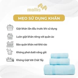 Thumbnail Khăn Mặt Mollis Cotton 34x80cm Khăn Cao Cấp Mềm Mịn Thấm Hút Không Ra Màu Không Xù Đồ Lông Gia Đình Spa Khách Sạn FC03 4