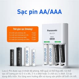 Thumbnail Bộ sạc tiêu chuẩn 10h Panasonic K-KJ51MC20V3 -Tặng kèm 2 viên pin sạc eneloop trắng 1