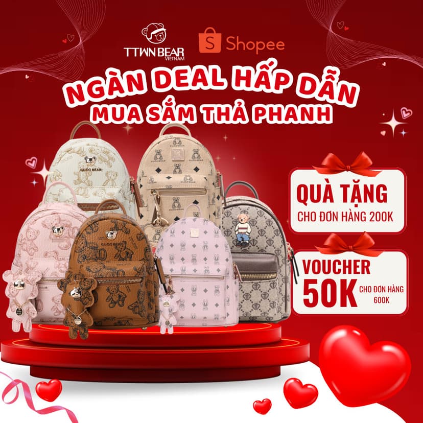Ảnh Balo TTWN BEAR chính hãng - TN2903 da nữ đi học, đi chơi thời trang, cặp học sinh, balo cao cấp 1
