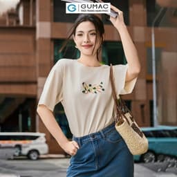 Thumbnail Áo thun thêu phom rộng thời trang GUMAC ATE06078 1