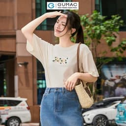 Thumbnail Áo thun thêu phom rộng thời trang GUMAC ATE06078 4