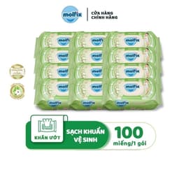 Thumbnail Combo 12 Khăn ướt Molfix Thiên nhiên Sạch khuẩn vệ sinh - 1 Gói 100 miếng 2