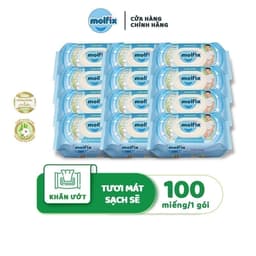 Thumbnail Combo 12 Khăn ướt Molfix thiên nhiên tươi mát sạch sẽ Molfix hương dịu nhẹ - 1 Gói 100 miếng 2