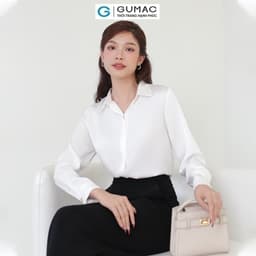 Thumbnail Áo sơ mi nữ basic cơ bản lụa màu trắng đen hồng thiết kế tay dài phối nút thời trang GUMAC BAE00003 2