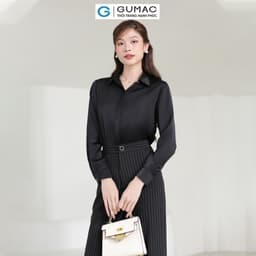Thumbnail Áo sơ mi nữ basic cơ bản lụa màu trắng đen hồng thiết kế tay dài phối nút thời trang GUMAC BAE00003 3