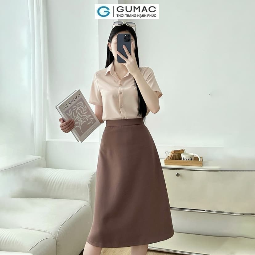 Ảnh Chân váy basic nữ công sở dáng A xòe cơ bản có túi nhỏ thanh lịch thời trang GUMAC BVE00013 2