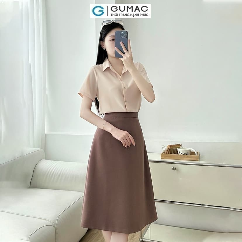 Ảnh Chân váy basic nữ công sở dáng A xòe cơ bản có túi nhỏ thanh lịch thời trang GUMAC BVE00013 4