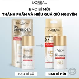 Thumbnail Bộ nước tẩy trang Micellar Water 400ml & Sữa Chống Nắng x20 UV Defender Serum 50ml SPF 50+ PA++++ L'Oreal Paris 2