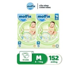 Thumbnail Combo 2 Tã/bỉm dán Molfix Thiên nhiên Super Jumbo M (6kg - 11kg) - 2 Gói - 152 miếng 2