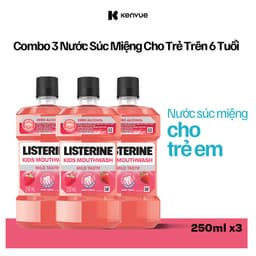Thumbnail Bộ 3 chai Nước Súc Miệng Listerine Kids Mouthwash with berry shield Dành Riêng Cho Trẻ Trên 6 Tuổi 250ml/chaidi 1