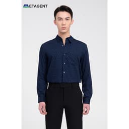 Thumbnail Áo sơ mi nam họa tiết kẻ dáng Regular Fit Metagent MS 17E3771 4