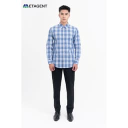 Thumbnail Áo sơ mi nam họa tiết kẻ dáng Regular Fit Metagent MS 17E3771 1