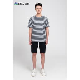 Thumbnail Áo thun nam kẻ ngang dáng oversize Metagent MS 57E3660 1