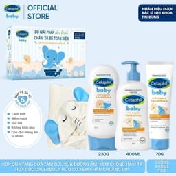 Thumbnail Set quà tặng cho bé Cetaphil Baby gồm Sữa tắm gội 230ML + Sữa dưỡng ẩm 400ML + Kem chống hăm tã 70G + khăn tắm 2