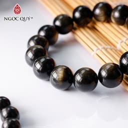 Thumbnail Vòng tay hạt trơn đá Obsidian Mắt Vàng Xám - Ngọc Quý 2