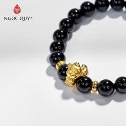 Thumbnail Vòng tay đá obsidian phối charm bạc 12 con giáp mạ vàng - Ngọc Quý 3