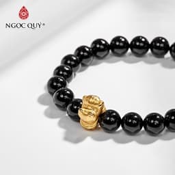 Thumbnail Vòng tay đá obsidian phối charm bạc 12 con giáp mạ vàng - Ngọc Quý 1