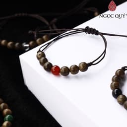 Thumbnail Vòng Trầm Hương thắt dây may mắn phối hạt đá thiên nhiên hạt trầm tốc 8mm - Ngọc Quý 1