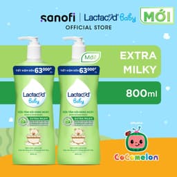 Thumbnail Bộ 2 Chai Sữa Tắm Gội Trẻ Em Lactacyd Baby Extra Milky Làm Sạch Dịu Nhẹ và Dưỡng Ẩm Vượt Trội Size Jumbo 800ml 2