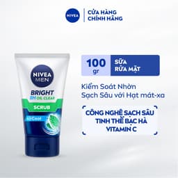 Thumbnail Sữa Rửa Mặt NIVEA MEN Bright Oil Clear Scrub Kiểm Soát Nhờn | Chứa Hạt Mát-xa (100 g) - 88880 1