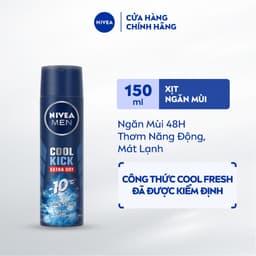 Thumbnail Xịt Ngăn Mùi NIVEA MEN Cool Kick Mát Lạnh - Thơm Năng Động (150 ml) - 82883 1