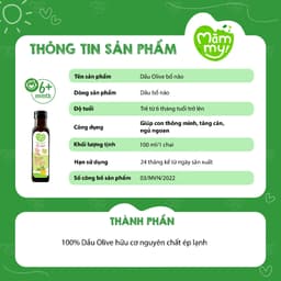 Thumbnail Dầu Olive bổ não Mămmy cho trẻ ăn dặm, hữu cơ nguyên chất chai 100ml 4