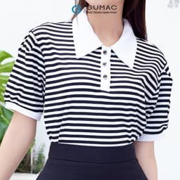 Thumbnail Áo polo sọc phối kiểu thời trang GUMAC PLE11036 4