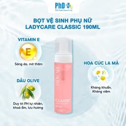 Thumbnail Dung Dịch Vệ Sinh Phụ Nữ Dạng Bọt Ladycare Classic Mọi Loại Da, Làm Sạch Và Duy Trì pH 190ml 2