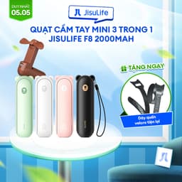 Thumbnail Quạt Cầm Tay Mini 3 Trong 1 JISULIFE F8 2000mAh Tích Hợp Sạc Dự Phòng, Đèn Pin Siêu Sáng Chính Hãng - Bảo Hành 12 Tháng 1