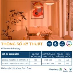 Thumbnail Bóng đèn Philips LED Bulb A60 DS FR DIM thay đổi nhiệt độ màu + bảo vệ mắt - Công suất (8W, 13W) 3
