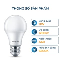 Thumbnail Bộ 03 bóng Philips LED bulb Essential E27 11W ánh sáng trắng 6500K 1