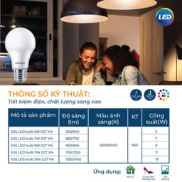 Thumbnail Bóng đèn Philips LED tiết kiệm điện Essential E27 5W 7W 9W 11W 13W (vàng, trắng) (01 bóng) 1