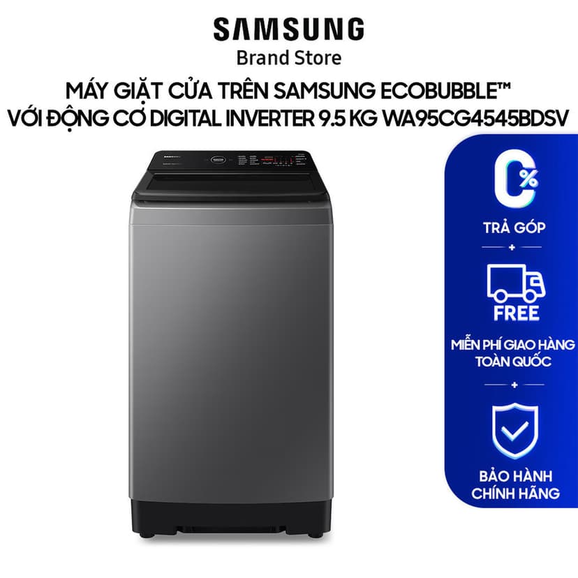 Ảnh Máy giặt cửa trên Samsung Ecobubble™ với Động cơ Digital Inverter 9.5 kg WA95CG4545BDSV 1