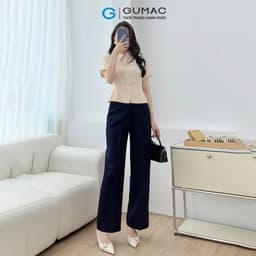 Thumbnail Áo sơ mi nữ dáng lửng ôm eo tay ngắn lai lật chéo ý dày dặn thoáng mát thời trang GUMAC LAF0518 4
