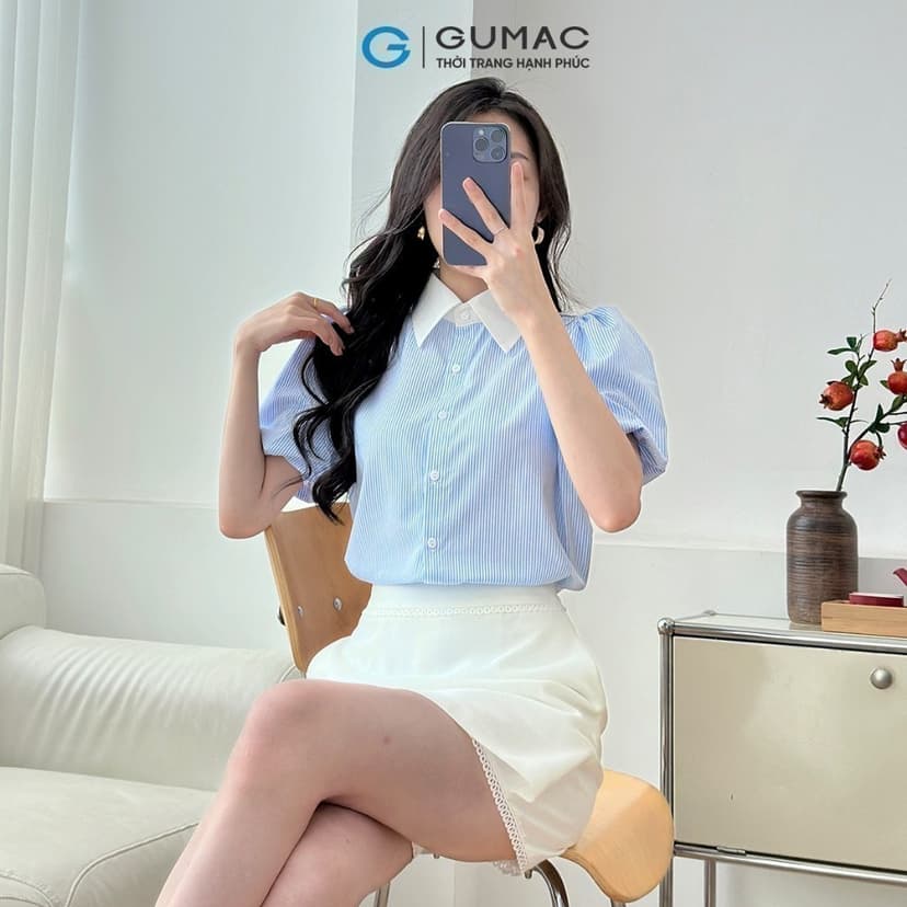 Ảnh Sơ mi cổ kiểu thời trang GUMAC LAF0117 1