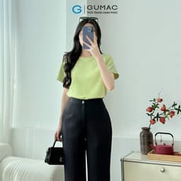 Thumbnail Áo thun nữ cố tròn tay ngắn màu trắng - đen thời trang GUMAC LATE1228 1