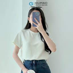 Thumbnail Áo thun nữ cố tròn tay ngắn màu trắng - đen thời trang GUMAC LATE1228 2