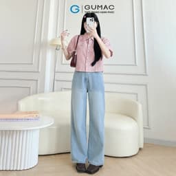 Thumbnail Quần jeans suông nữ denim thêu Gmor xanh nhạt tôn dáng thời trang Gmorning - GUMAC YQJE10080 2