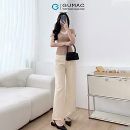 Thumbnail Quần jeans nữ suông cơ bản màu be denim mềm dày dặn thoáng mát thoải mái thời trang GUMAC QJF05013 1