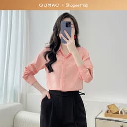 Thumbnail Áo sơ mi nữ basic cơ bản lụa màu trắng đen hồng thiết kế tay dài phối nút thời trang GUMAC BAE00003 1