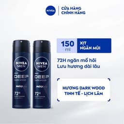 Thumbnail Bộ 2 Xịt Ngăn Mùi NIVEA MEN Deep Than Đen Hương Gỗ Đen (150 ml) - 80027 1