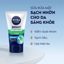 Thumbnail Sữa Rửa Mặt NIVEA MEN Bright Oil Clear Scrub Kiểm Soát Nhờn | Chứa Hạt Mát-xa (100 g) - 88880 2