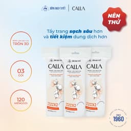 Thumbnail Combo 3 Bông tẩy trang làm sạch da Bông Bạch Tuyết Calla tròn 3D 120 miếng/gói 2