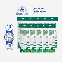 Thumbnail Combo 10 Gói Khẩu trang Bông Bạch Tuyết KF94 4 lớp trắng (10 cái/gói) 2